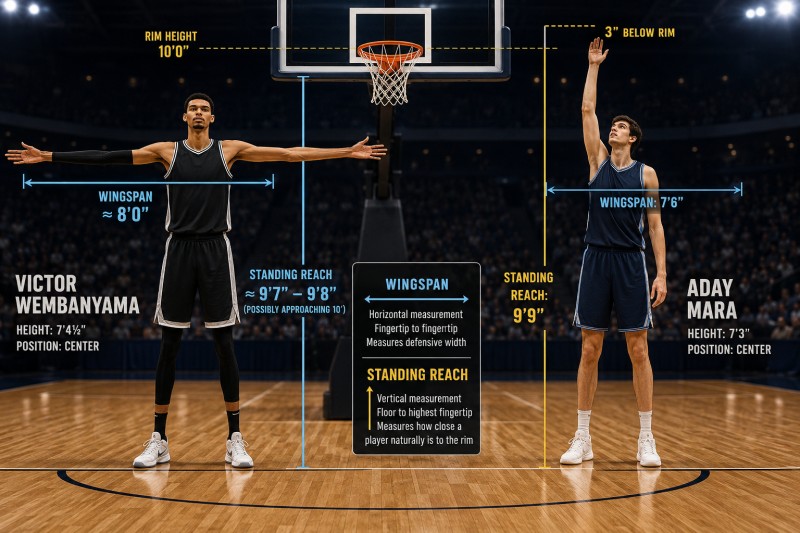 Wingspan vs. Standing Reach: NBA Giants Compared from Manute Bol to Victor Wembanyama and Aday Mara
